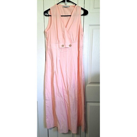 Misslook M Pink V-Neck Sleeveless Maxi Dress Lagenlook Cottagecore - Picture 1 of 8